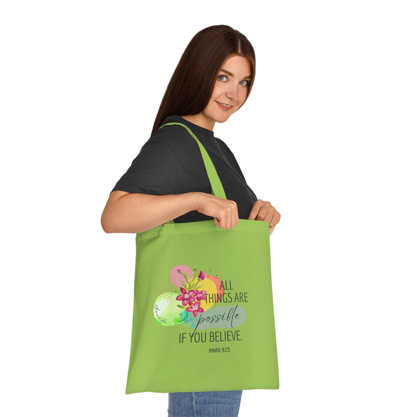 Inspirational Quote Cotton Tote Bag, Motivational Gift, Eco-Friendly Shopping Bag, Bible Verse Tote, Everyday Use