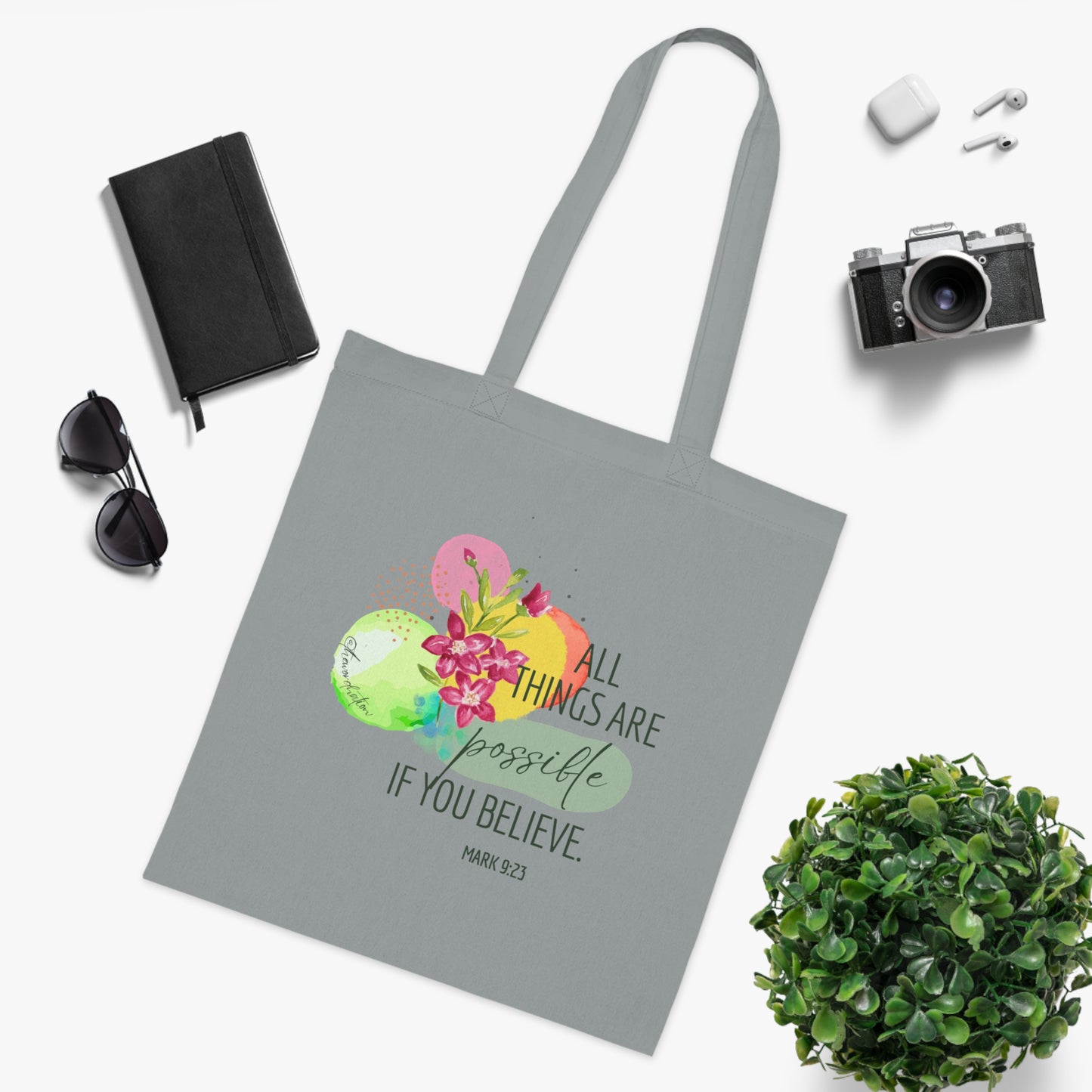 Inspirational Quote Cotton Tote Bag, Motivational Gift, Eco-Friendly Shopping Bag, Bible Verse Tote, Everyday Use