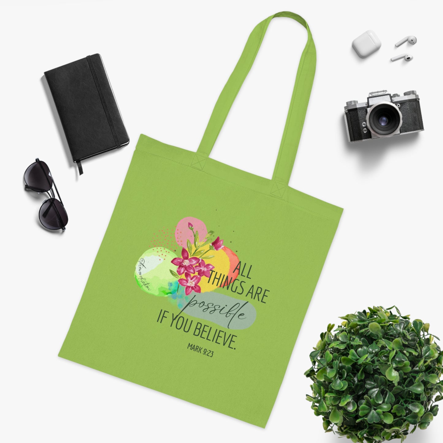 Inspirational Quote Cotton Tote Bag, Motivational Gift, Eco-Friendly Shopping Bag, Bible Verse Tote, Everyday Use