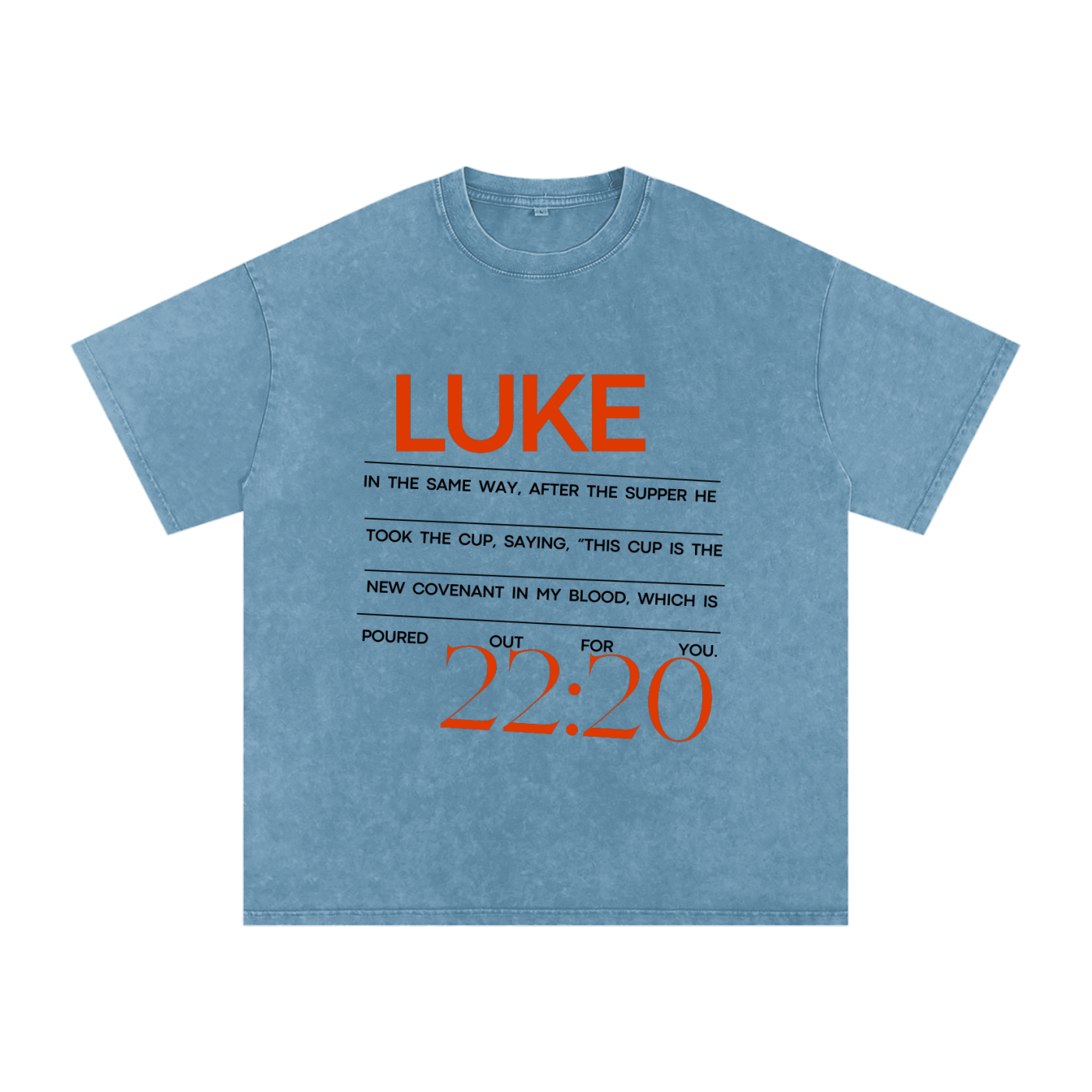 The Word Nation Acid Wash Oversize T-Shirt - 250 GSM | Luke 22:20 Inspirational design Unisex