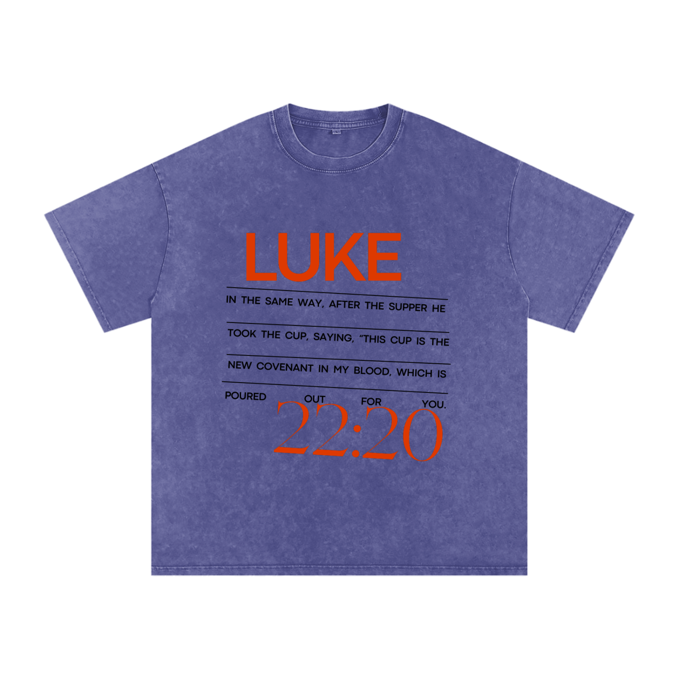 The Word Nation Acid Wash Oversize T-Shirt - 250 GSM | Luke 22:20 Inspirational design Unisex