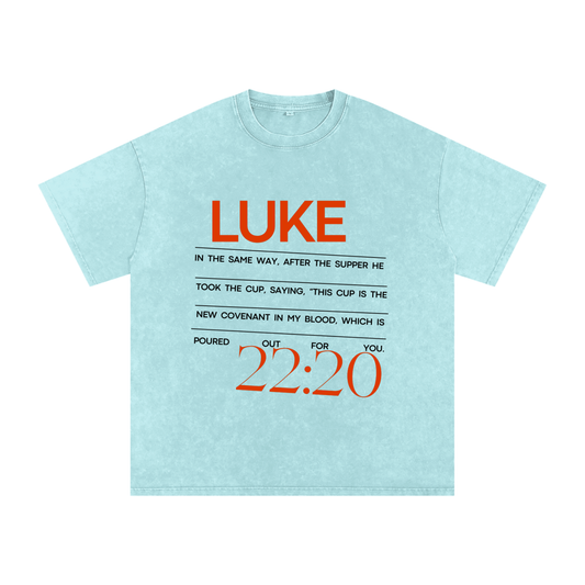 The Word Nation Acid Wash Oversize T-Shirt - 250 GSM | Luke 22:20 Inspirational design Unisex