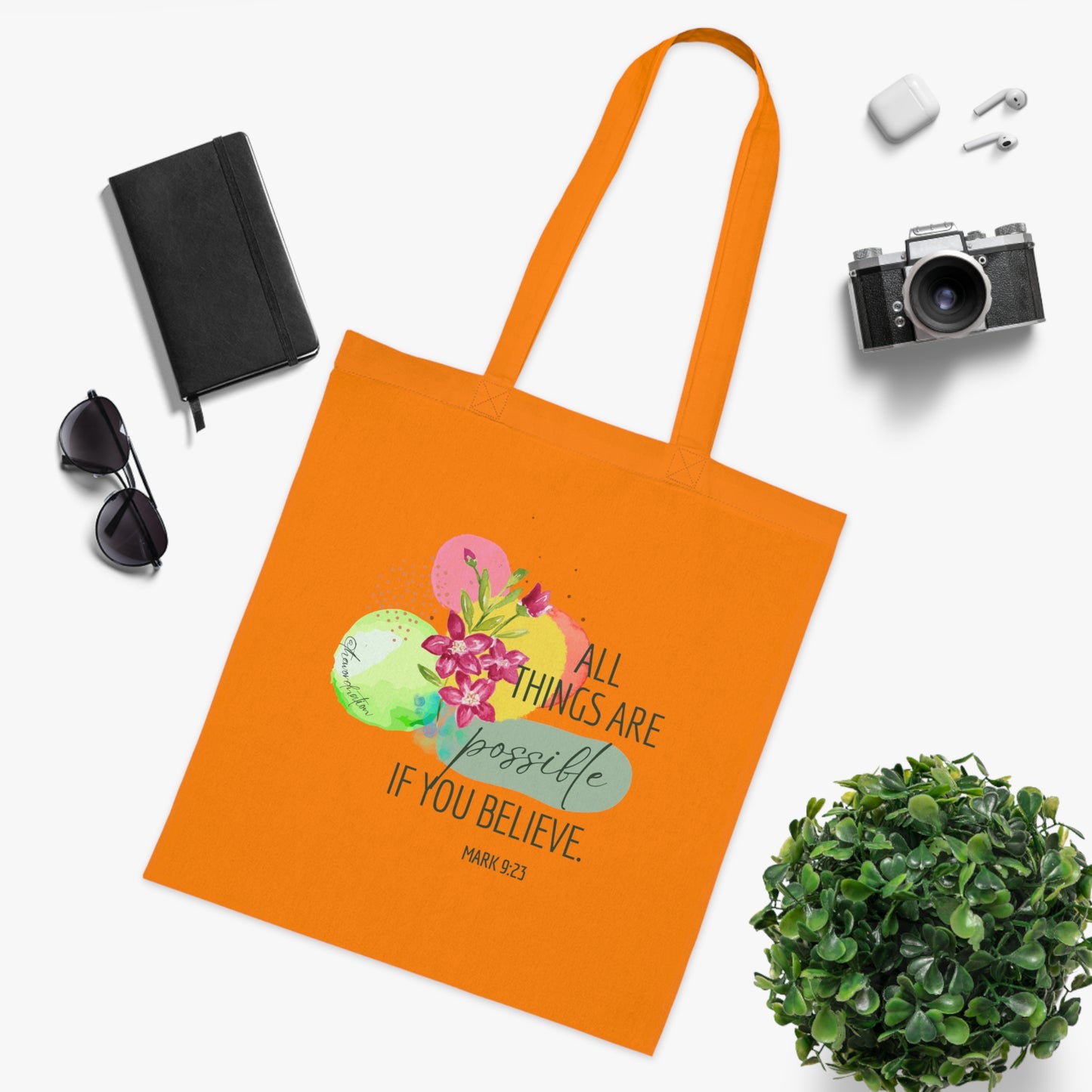 Inspirational Quote Cotton Tote Bag, Motivational Gift, Eco-Friendly Shopping Bag, Bible Verse Tote, Everyday Use