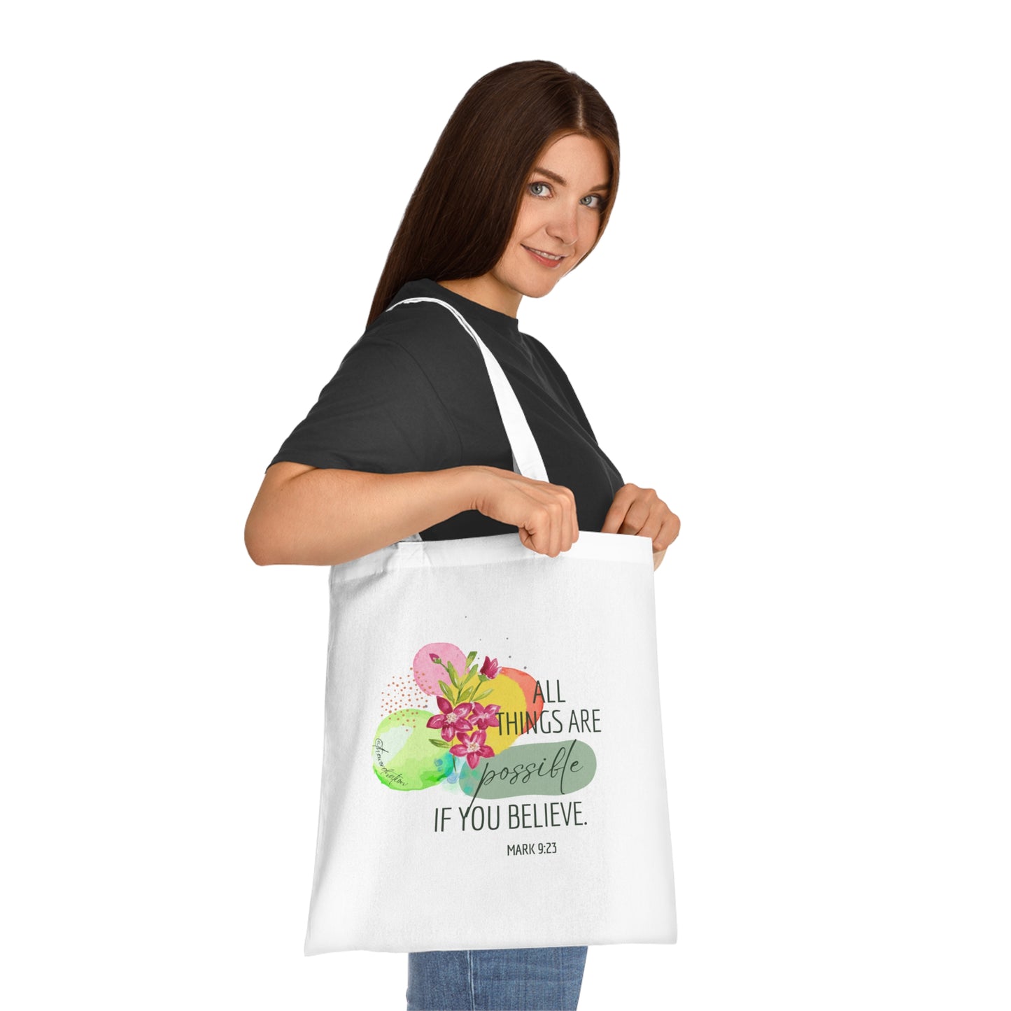 Inspirational Quote Cotton Tote Bag, Motivational Gift, Eco-Friendly Shopping Bag, Bible Verse Tote, Everyday Use