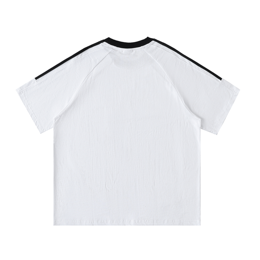 The Word Nation Contrast Tape Crewneck Cotton T-Shirt | Jesus Christ Champion Design Jersey Unisex