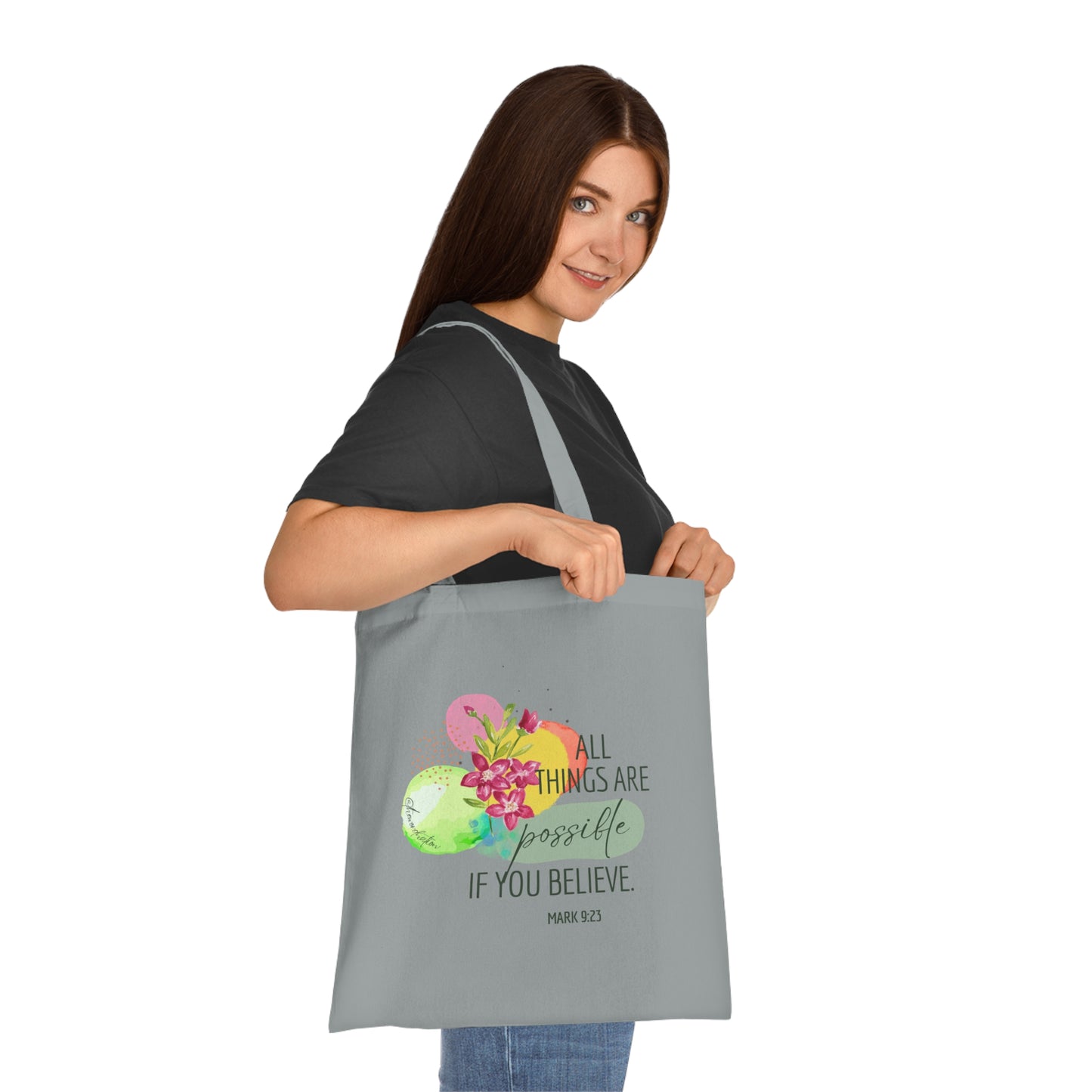 Inspirational Quote Cotton Tote Bag, Motivational Gift, Eco-Friendly Shopping Bag, Bible Verse Tote, Everyday Use