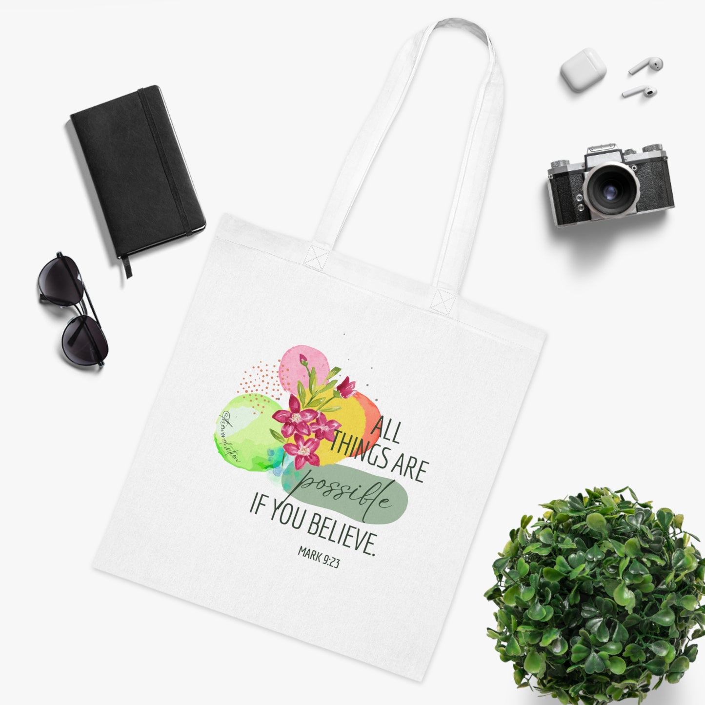 Inspirational Quote Cotton Tote Bag, Motivational Gift, Eco-Friendly Shopping Bag, Bible Verse Tote, Everyday Use