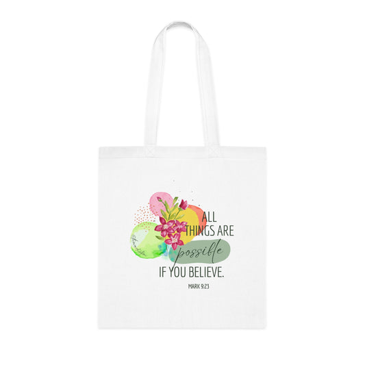 Inspirational Quote Cotton Tote Bag, Motivational Gift, Eco-Friendly Shopping Bag, Bible Verse Tote, Everyday Use