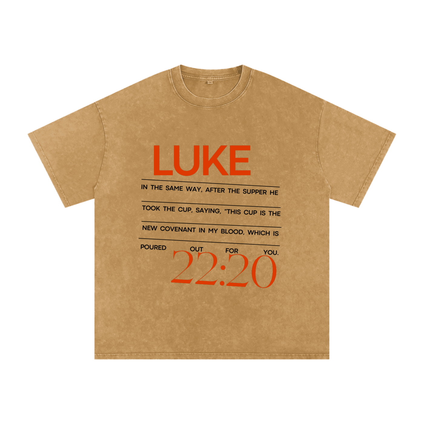 The Word Nation Acid Wash Oversize T-Shirt - 250 GSM | Luke 22:20 Inspirational design Unisex