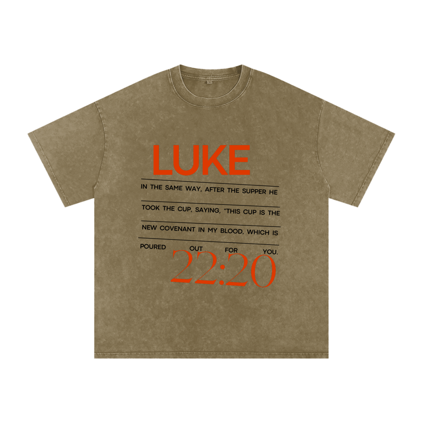 The Word Nation Acid Wash Oversize T-Shirt - 250 GSM | Luke 22:20 Inspirational design Unisex