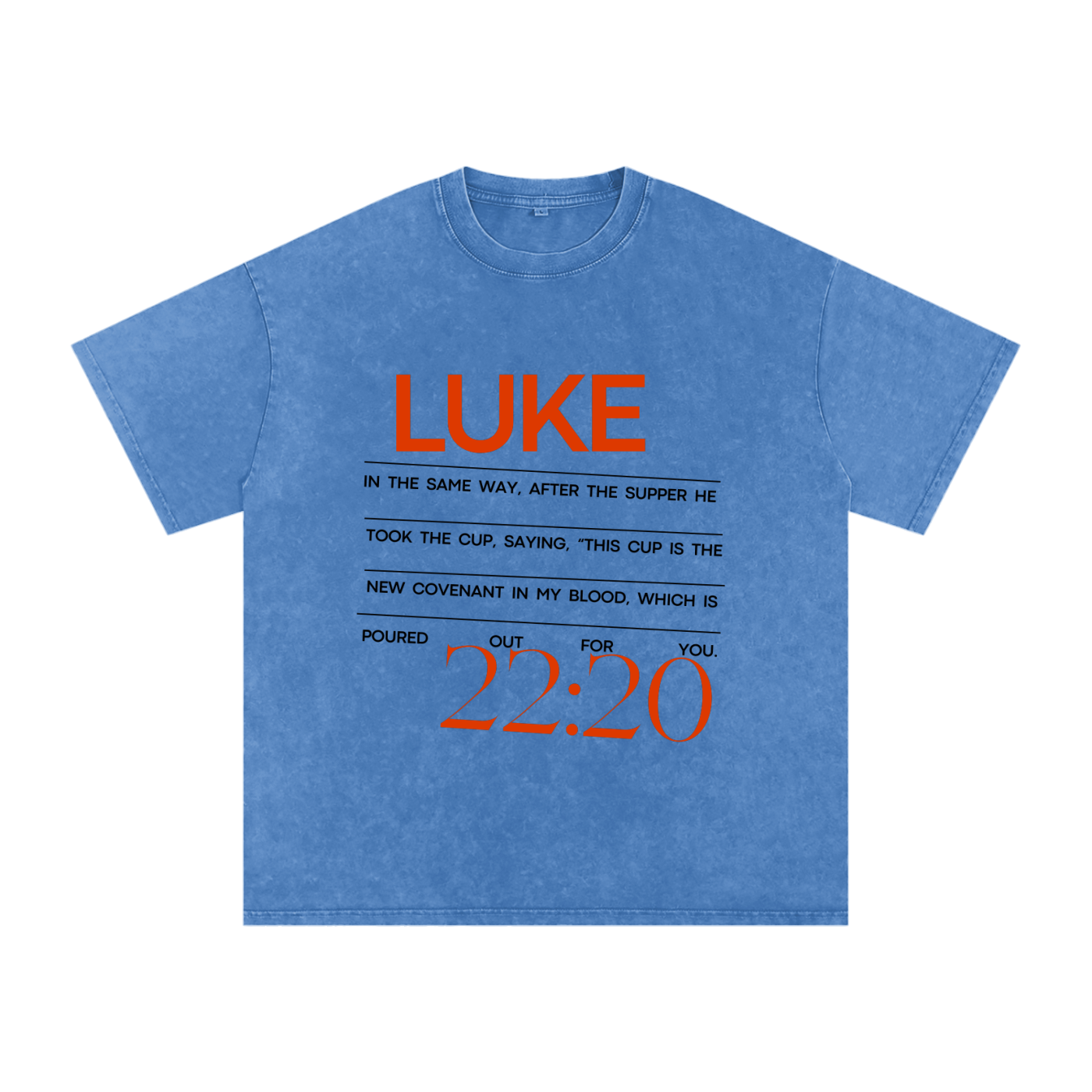 The Word Nation Acid Wash Oversize T-Shirt - 250 GSM | Luke 22:20 Inspirational design Unisex