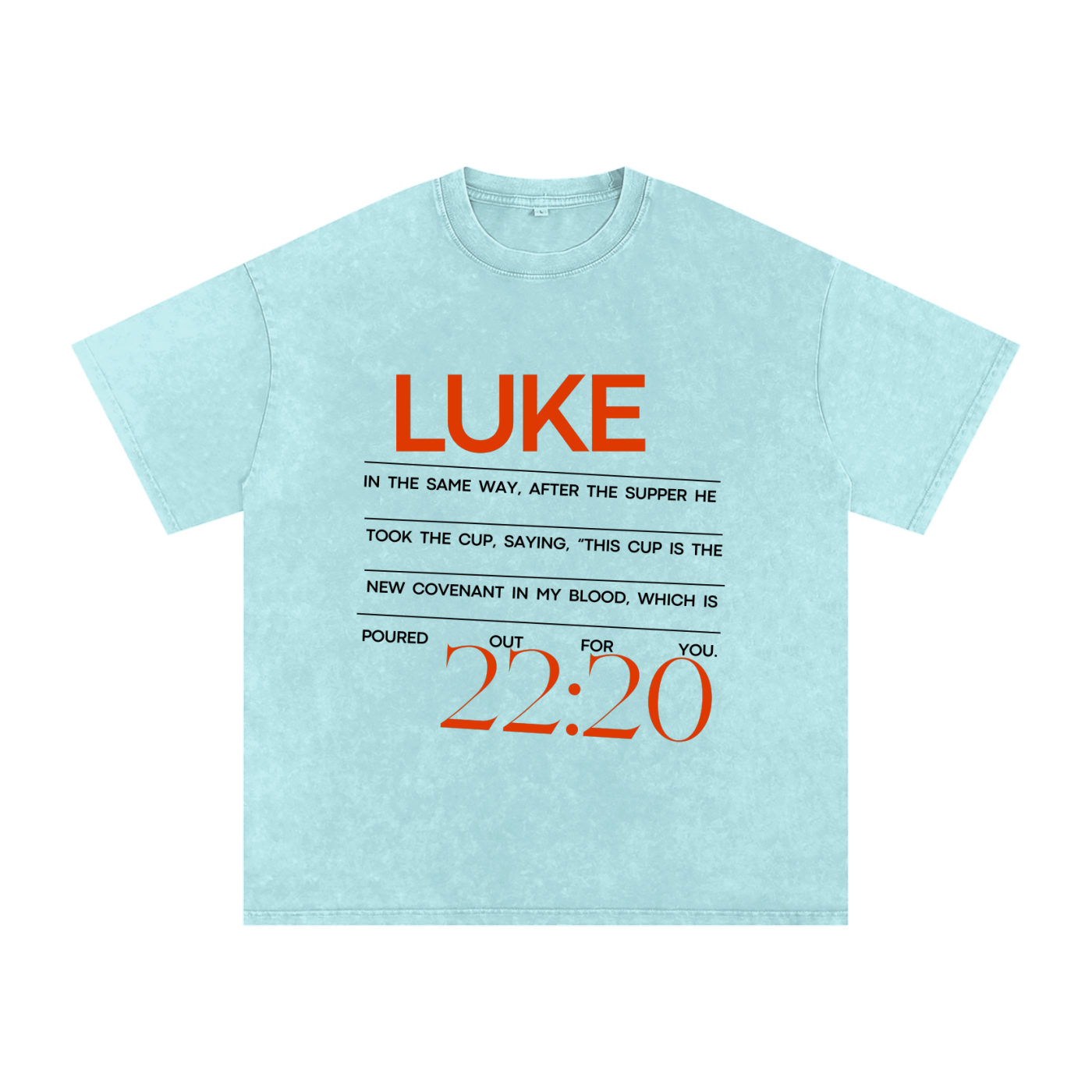 The Word Nation Acid Wash Oversize T-Shirt - 250 GSM | Luke 22:20 Inspirational design Unisex