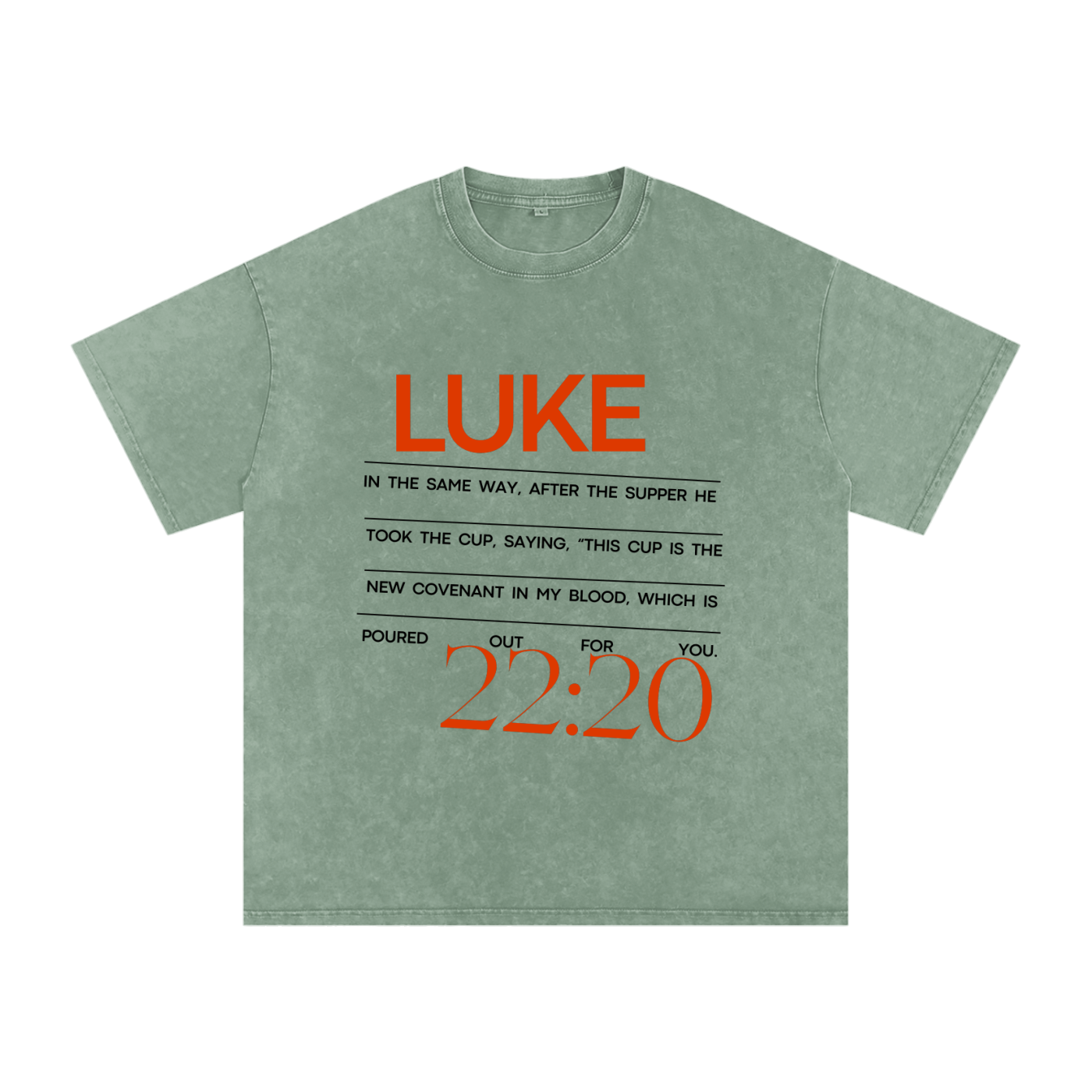The Word Nation Acid Wash Oversize T-Shirt - 250 GSM | Luke 22:20 Inspirational design Unisex